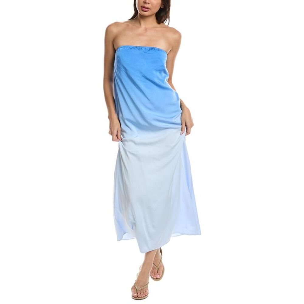 Lna Womens Ekana Dip Dye Maxi Dress, Blue